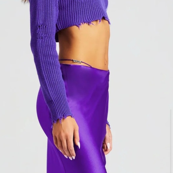 SER.O.YA Cropped Devin Bold Purple Knit Ensemble with Pocket NWT Size Small - Picture 7 of 8